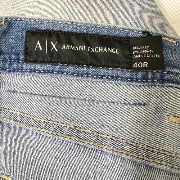 Armani Exchange A/X Men's Size 40 Light Wash Blue Jeans Straight Leg - Picture 8 of 9